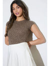 Leopard Round Neck Short Sleeve Knit Bodysuit