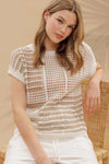 Multi Stripe Sheer Crochet Knit Top