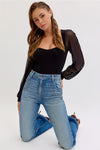 Cello High Rise Wide Leg with Cuff Jeans