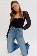 Cello High Rise Wide Leg with Cuff Jeans