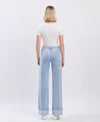 Lovervet by VERVET High Rise Carpenter Pocket Cuffed Wide Leg Jeans