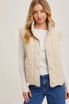 Button Down Quilted Puffer Vest with Pockets