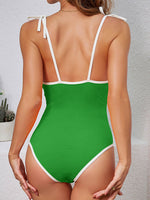 Tied V-Neck Spaghetti Strap One-Piece Swimwear