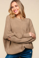 Side Slit Texture Asymmetric Sweater