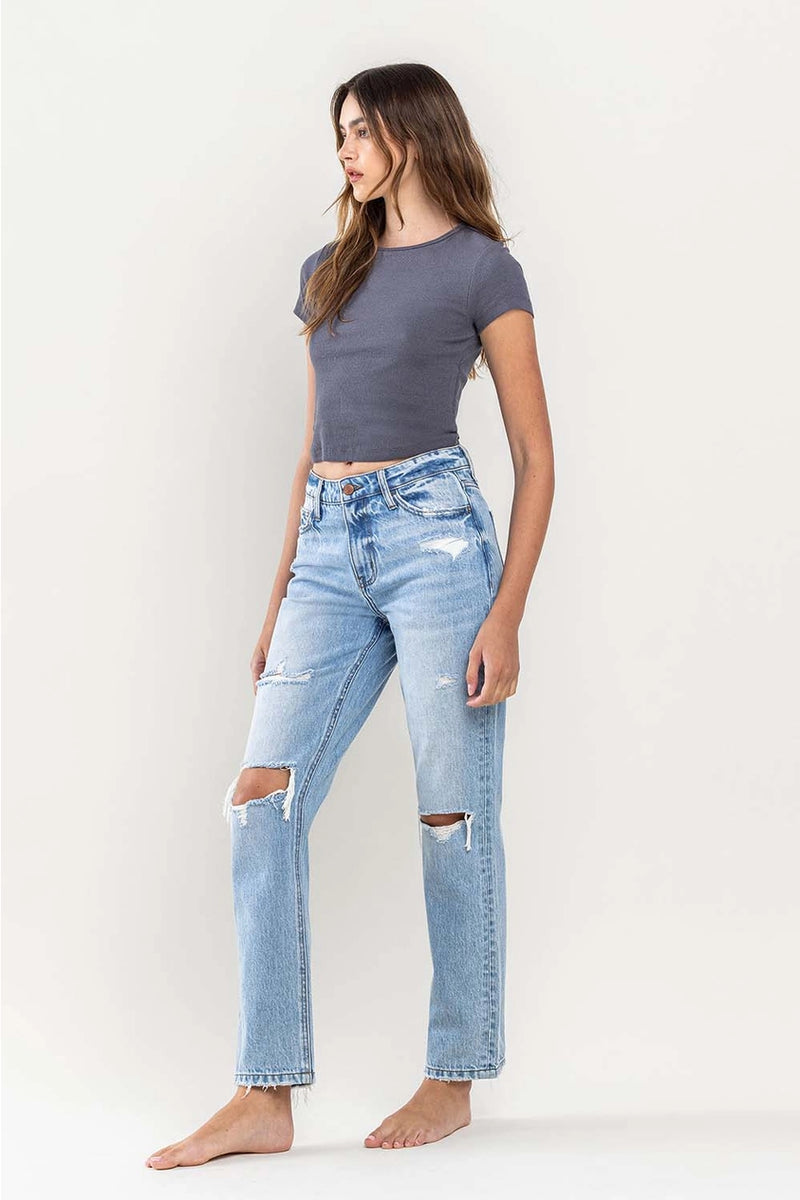 Lovervet by Vervet High Rise Distressed Straight Jeans