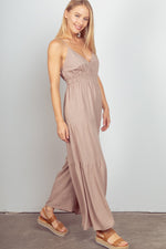 Sleeveless Ruched Wide Leg Jumpsuit