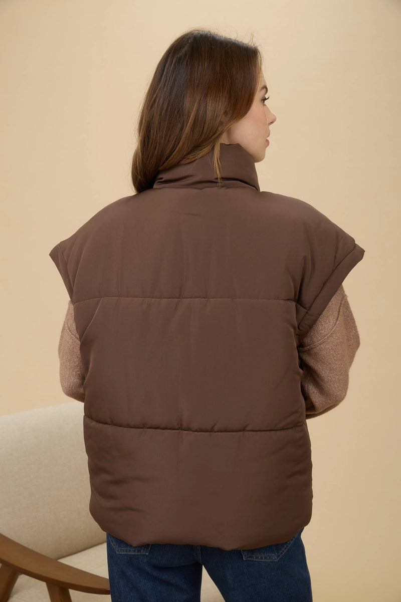 Oversized Snap Button Puffer Vest