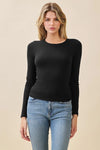 Long Sleeve Crew Neck Front Double Layered Top