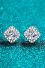 925 Sterling Silver Inlaid 2 Carat Moissanite Square Stud EarringsALLOW 5-12 BUSINESS DAYS FOR SHIPPING