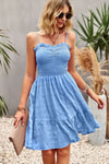 Spaghetti Strap Ruched Ruffle Hem Dress(PLEASE ALLOW 7-14 BUSINESS DAYS FOR PROCESSING AND SHIPPING)