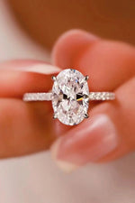 Platinum-Plated Side Stone Ring 2 Carat Moissanite Ring ALLOW 5-12 BUSINESS DAYS FOR SHIPPING