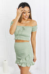 Just Being Me Smocked Two-Piece Top & Skirt Set