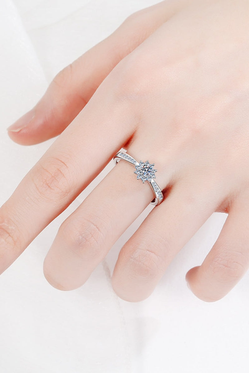 Moissanite Rhodium-Plated Snowflake Ring(ALLOW 5-12 BUSINESS DAYS TO PROCESS AND SHIP)
