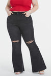 Full Size High Waist Distressed Raw Hem Flare Jeans