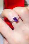 1 Carat Moissanite Platinum-Plated Rectangle Ring(ALLOW 5-15 BUSINESS DAYS FOR PROCESSING AND SHIPPING)in Purple