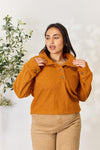 Full Size Half Button Turtleneck Sweatshirt