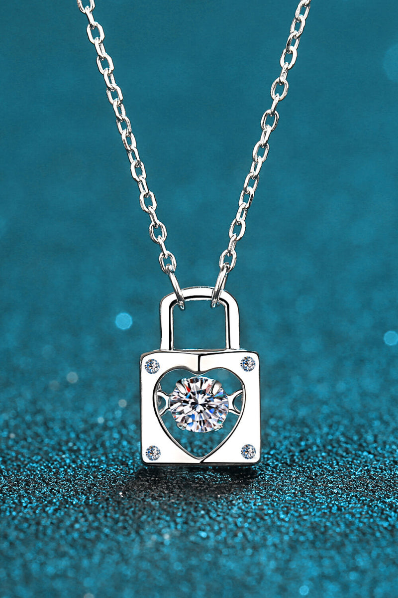 Moissanite Lock Pendant Necklace ALLOW 5-12 BUSINESS DAYS FOR SHIPPING