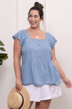Square Neck Chambray Top