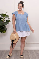 Square Neck Chambray Top