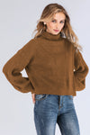 Turtleneck Rib-Knit Dropped Shoulder Sweater (PLEASE ALLOW 7-15 DAYS FOR SHIPPING AND PROCESSING)