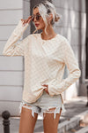 Checkered Round Neck Long Sleeve Top