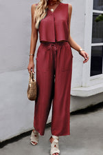 V-Neck Tank and Drawstring Pants Set (PLEASE ALLOW 5-14 DAYS FOR PROCESSING)
