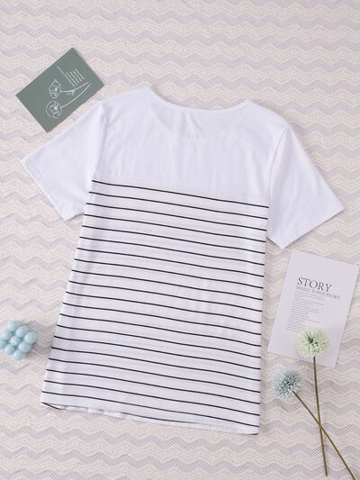 Striped Round Neck Short Sleeve Top