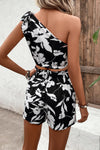 Floral One-Shoulder Cropped Tank and Shorts Set (PLEASE ALLOW 7-15 DAYS FOR SHIPPING AND PROCESSING)