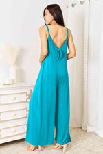 Full Size Soft Rayon Spaghetti Strap Tied Wide Leg Jumpsuit