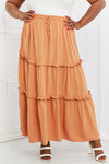 Summer Days Full Size Ruffled Maxi Skirt in Butter Orange