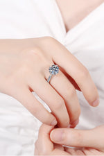 3 Carat Moissanite Rhodium-Plated Side Stone Ring(PLEASE ALLOW 5-14 DAYS FOR PROCESSING AND SHIPPING)