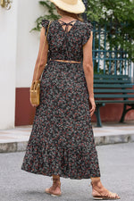 Printed Tie Back Cropped Top and Maxi Skirt Set (PLEASE ALLOW 7-15 DAYS FOR SHIPPING AND PROCESSING)