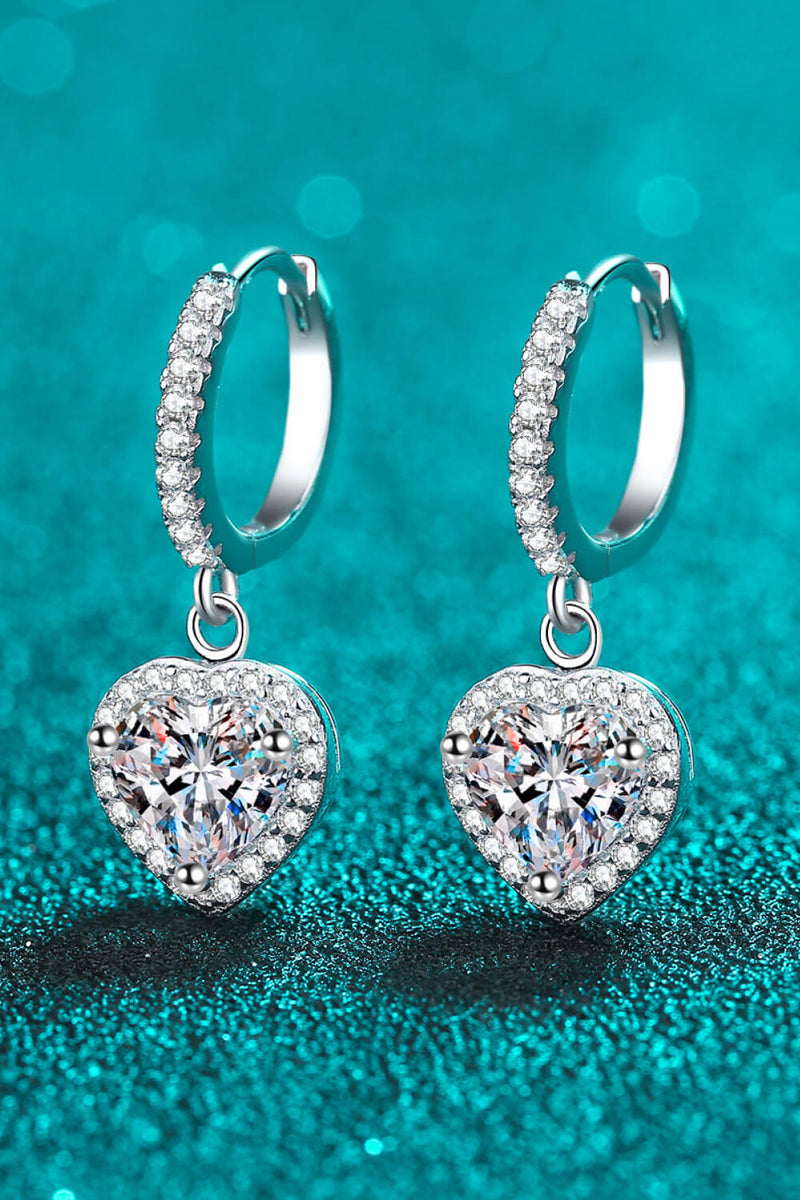 Moissanite Heart-Shaped Drop Earrings ALLOW 5-12 BUSINESS DAYS FOR SHIPPING