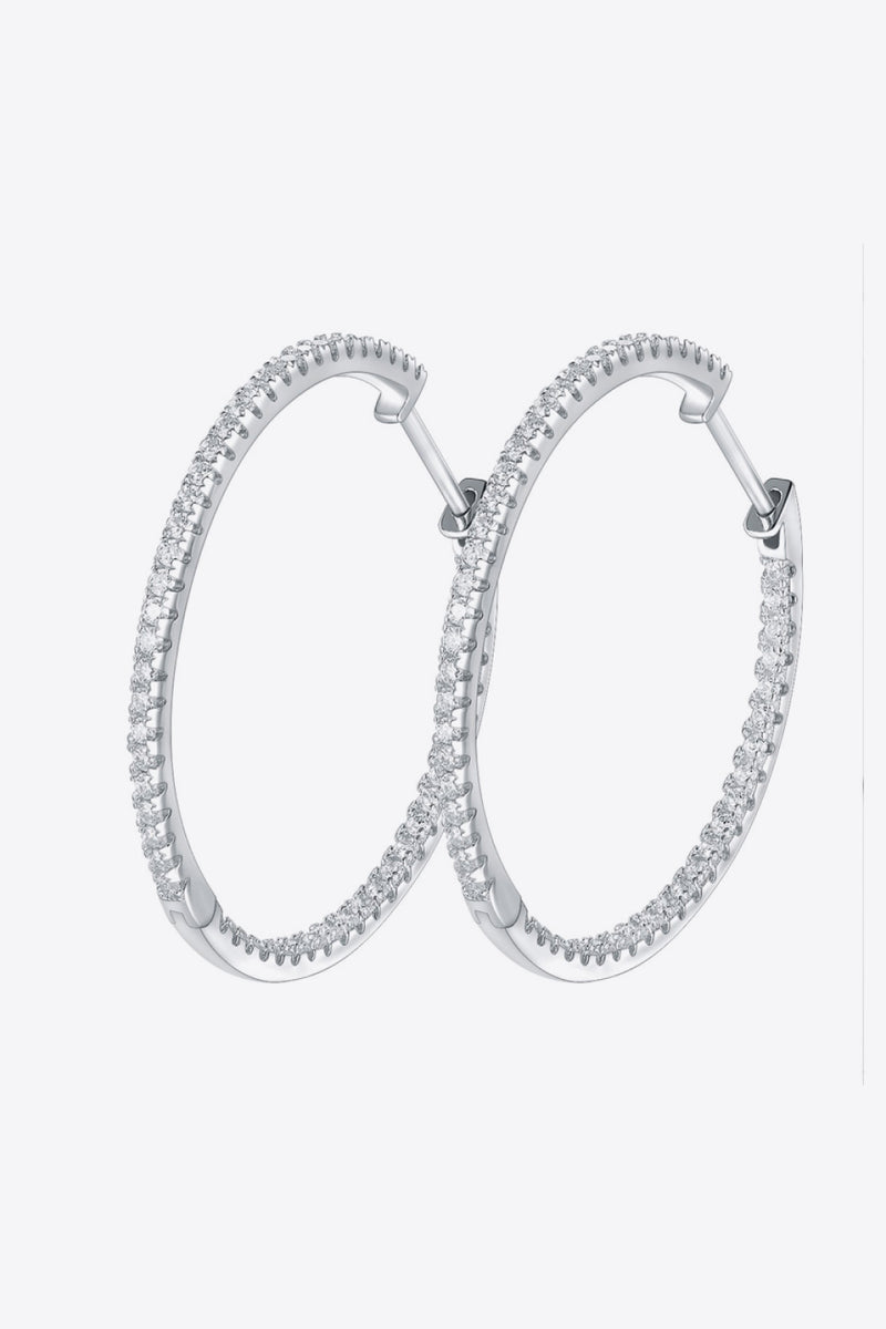 Inlaid Moissanite 925 Sterling Silver Hoop Earrings(PLEASE ALLOW 5-14 DAYS FOR PROCESSING AND SHIPPING)