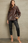 Vegan Leather Button Down Shirt