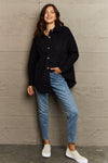 Collared Neck Dropped Shoulder Button-Down Jacket