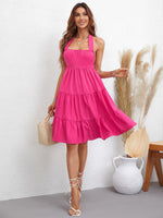 Halter Neck Tiered Knee-Length Dress (PLEASE ALLOW 7-14 BUSINESS DAYS FOR PROCESSING AND SHIPPING)