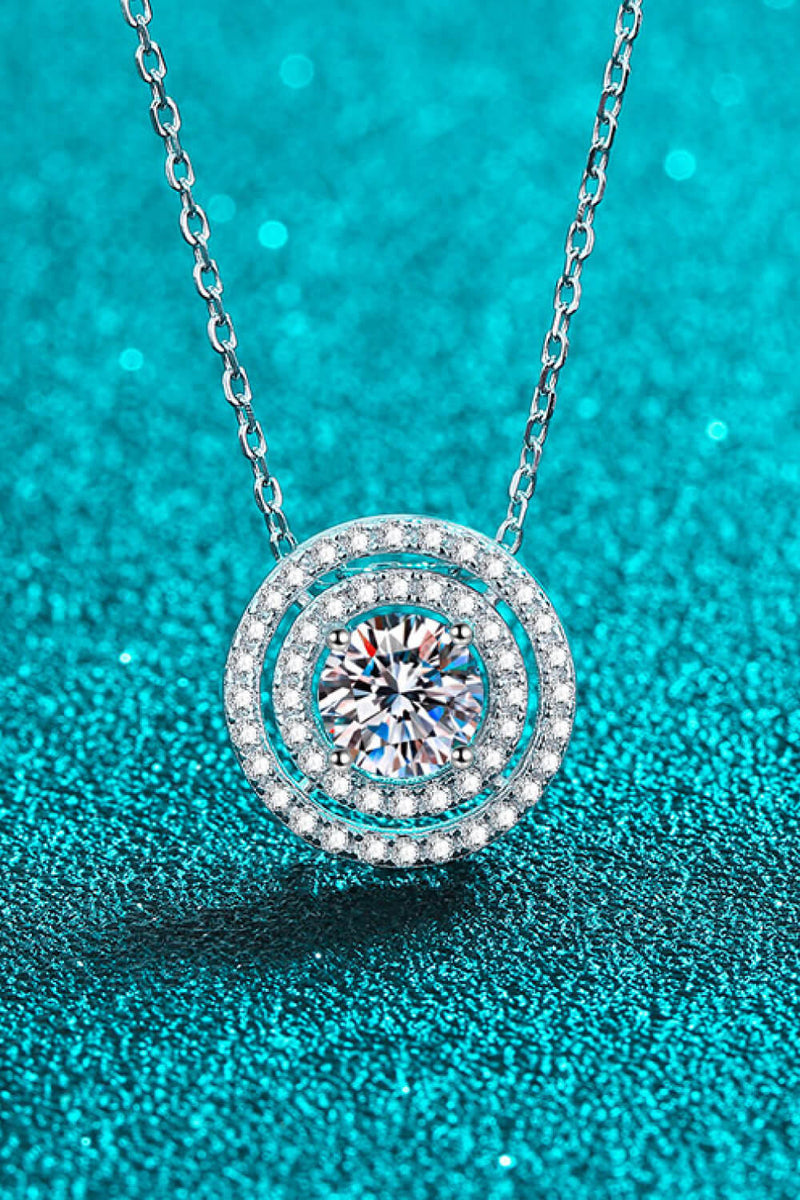 Moissanite Round Pendant Rhodium-Plated Necklace(ALLOW 5-12 BUSINESS DAYS TO PROCESS AND SHIP)