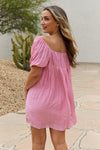 Full Size Half Sleeve Solid Woven Mini Dress