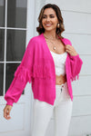 Fringe Trim Open Front Cardigan (PLEASE ALLOW 7-15 DAYS FOR SHIPPING AND PROCESSING)