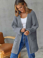 Open Front Long Sleeve Cardigan with Pockets