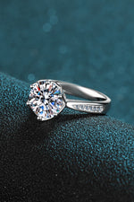 3 Carat Moissanite Rhodium-Plated Side Stone Ring(PLEASE ALLOW 5-14 DAYS FOR PROCESSING AND SHIPPING)