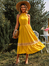 Grecian Neck Spliced Lace Midi Dress(PLEASE ALLOW 5-14 DAYS FOR PROCESSING AND SHIPPING)