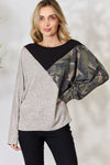 Brushed Hacci Color Block Long Sleeve Top