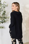 Full Size Drawstring Cowl Neck Long Sleeve Blouse