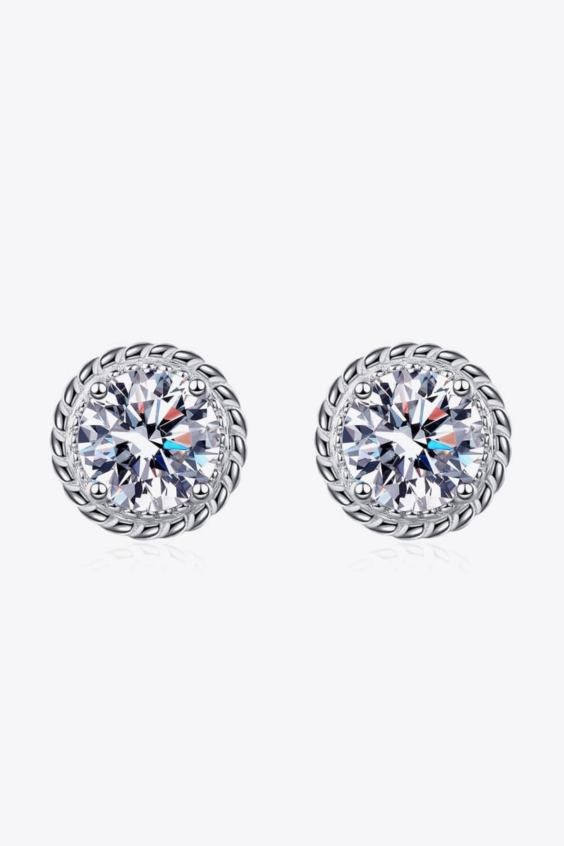 1 Carat Moissanite Rhodium-Plated Round Stud Ear (ALLOW 5-12 BUSINESS DAYS TO PROCESS AND SHIP)