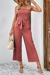 Decorative Button Strapless Smocked Jumpsuit with Pockets(PLEASE ALLOW 5-14 DAYS FOR PROCESSING AND SHIPPING)