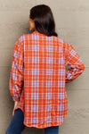 Plaid Collared Neck Button-Down Long Sleeve Jacket