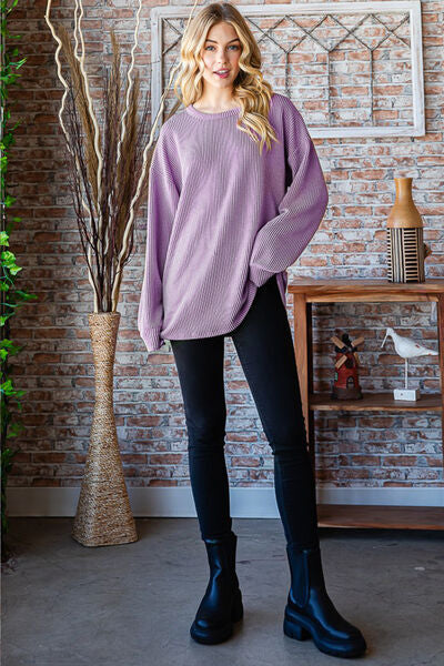 Full Size Round Neck Dropped Shoulder Blouse