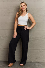 Dainty Delights Textured High Waisted Pant in Black